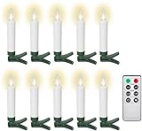 goobay Kabellose LED Weihnachtsbaumkerzen mit Klemmen, Fernbedienung und Timerfunktion, Christbaumkerzen, Baumkerzen, warmweiß (2600 K), dimmbar, 10er Set, 77753