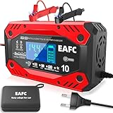 Neuer Autobatterie ladegerät EAFC 10A Smart Vollautomatisches Autobatterieladegerät mit Temperaturkompensation für zum Laden von Blei-Säure-Batterien von Rasenmähern, Autos, Motorrädern