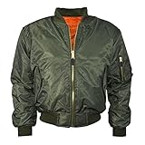 MA1 Bomber Flieger Jacke Mit Starkem Messing Reißverschluss L,Salbei Grün