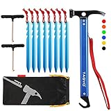 TAGVO Multifunktions Camping Hammer, Multifunktions Outdoor High Carbon Stahl Camping Hammer Zelt Hammer mit Zeltpfahlentferner die Funktion，mit Aufbewahrungstasche
