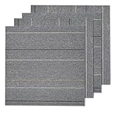 tonchean 20 Stück Teppichfliesen 50 x 50 cm Teppichfliesen Selbstliegend Bodenfliesen Strapazierfähiger Teppich Fliesen mit Klebepatch Rutschfest Teppichboden für Büro, Wohnzimmer, Grau