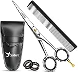 Candure Friseurschere 6,5 Zoll Professionelle Haarschneideschere mit Kamm & Lederetui für Friseure, Barbier, Männer, Frauen & Kinder - Edelstahl Haarschere für Salon & Zuhause