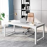Tribesigns Schreibtisch Computertisch, PC Tisch Bürotisch Arbeitstisch Esstisch in Schwarz für Home Office zu Hause Schreibtische, Konferenztisch (Weiß, 180 x 80 x 75 cm)
