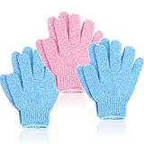 6 Stück Peelinghandschuh, 2 Farbe Peeling-Handschuhe Exfoliating Gloves, Doppelseitig Badehandschuhe für Körper, Dusche, Entferner, abgestorbene Haut, Scrubber, Reinigt Porentief