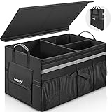 besrey Kofferraum Organizer mit Deckel Kofferraumtasche faltbar 66L Autotasche Box mit Reflektorstreifen,Wasserdicht,Antirutsch (Aktualisierung)