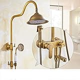 Kronleuchter Dusche Set Duschbarde Regen Duschschubstet Retro Doppelgriff Regen Duschsystem enthalten Duschschlauch Handheld Dusche und Badewanne Spout Wasserhahn für Badezimmer Hotel Home Messing