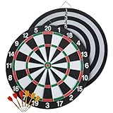MUWO doppelseitige Dartscheibe mit 6 Pfeilen mit Metallspitze Set Dartboard Spielspaß für den Indoorbereich (Klassik)