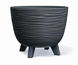 Blumentopf Pflanzschale Blumenkübel mit Füßen Pflanzkübel Übertopf Furu Rund Tannennadeln Pflanztopf 39,5 cm x 32 cm Anthrazit