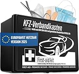 HELDENWERK Auto Verbandskasten 2025 europaweit einsetzbar & geprüft (StVO konform) - KFZ Erste-Hilfe-Set Verbandskasten DIN 13164 zertifiziert - PKW Verbandkasten Tasche, Erste Hilfe Kasten