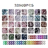 Gohytal Diamond Painting Steine, 32000 Stück Runder Steine Glitzer Zubehör Diamanten Deko Strasssteine für Diamond Painting Nägel Edelsteine Kunsthandwerk Ornamente Textilien DIY