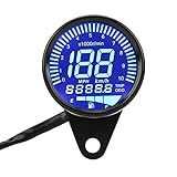 Motorrad Tacho, Universal Motorrad LED Digital Tacho Drehzahlmesser Ölstandsanzeige Schwarz Motorrad LED Digital Tacho Drehzahlmesser