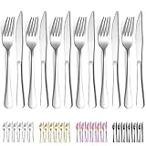 Evanda Steakbesteck 12 teilig, Edelstahl 6 Tafelgabeln und 6 Tafelmesser Set, Steakmesser Steakgabeln, spülmaschinenfest