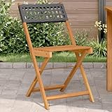 Owoxanthellate Bistrostühle 2er Set Klappstuhl Akazie & Poly Rattan 41x52,5x80 cm Faltbar für Garten Terrasse Balkon