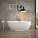 HOME DELUXE - freistehende Badewanne - DELIA, Weiß - Maße: ca. 180 x 90 x 58 cm - Füllmenge: 270 Liter, inkl. Überlaufschutz, Siphon und Verschluss I Spa, für 2 Personen