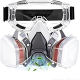 Atemschutzmaske, Halbmaske mit Filtern und Schutzbrille für Sprühfarbe, Staub, Chemikalien, Schleifen, Bauarbeiten, Holzbearbeitung und Anderen Arbeitsschutz