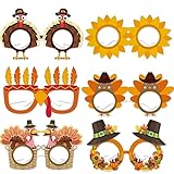 BRTOPMY 12 Stück Thanksgiving-Truthahn-Brillenrahmen, Thanksgiving-Papierbrillen für Kinder und Erwachsene, Erntedankfest Zubehör und Partygeschenke