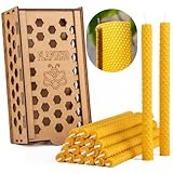 Bienenwachskerzen Set Tafelkerze FLAPINKO Handgefertigt, 20 Stück Schmal | Bio, Natur, Rein, Baumwolldocht | Wabenstruktur | Echtes Bienenwachskerzen Geschenkset mit Holzkiste| Premium,Dinner,Bistro.