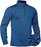 TACVASEN Fleecepullover Herren Half Zip Troyer Winter Sweatshirt Ski Langarmshirt Atmungsaktiv Männer (L, Mittelblau)
