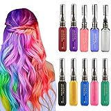 10 Auswaschbare Farben, Haarkreide für Mädchen, Haarsträhnen Kinder, Haarmascara, Haarfarbe haarkreide set für mädchen, Halloween, Weihnachten, Karneval, Cosplay, Geburtstag