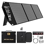 Mesuvida 30W Solar Ladegerät, Solarpanel Faltbar mit 5 Anschlüssen, 18V MC4 höhere Leistung /18V DC/QC 3.0 USB-A und USB-C(PD 18W), USB Solarpanel mit Ständern Tragbare Solarpanels für Camping