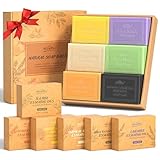 Naturseifen-Geschenkset, Unisex-Badeseife, mit Lavendel, Teebaum, Zitronengras, Orange, Hafer, Mandel, Bambuskohle, Kojisäure, Kurkuma, Bio-Seife 6x100g, Mama-Seifen-Geschenkset