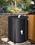 Tragbares faltbares Regentonne – 500 l Regenwassersammeltank mit Filter und Überlauf-Set, ideal für Dachrinnenwasserspeicher, Grün, 80 x 98 cm