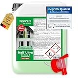 ABACUS® Nell Ultra Grünbelagentferner & Algenentferner Konzentrat, extrem stark! Entfernt Grünbelag & Algen selbsttätig ohne zu Schrubben – für Stein, Fassade, Terrasse, Dach – Nell Ultra 5 Liter