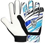 Keeperking Torwarthandschuhe Kinder, Jungen und Mädchen, Junior Fußballhandschuhe Fußball Spielerhandschuhe für Jungen tormannhandschuhe (6,Blau-Schwarz-Weiß)