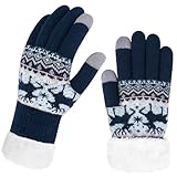 Chalier Fashion Handschuhe Damen Winter Warme Touchscreen Winterhandschuhe Schnee Blume Druck halten warm mit Kaschmir für Frauen und Männer MEHRWEG