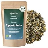 BIO Alpenkräuter Tee mit Kamillenblüten, Löwenzahn, Salbei und weiteren frischen Kräutern aus den Bergen - Lose Bergkräuter 100g