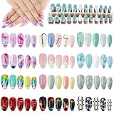 288 Stk Nägel zum Aufkleben Künstlich Bunt Mustern Spitze Press On Fake Nails Falsche Nägel Fingernägel DIY Nagelkunst Nail Art für Frauen Damen