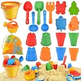 Sotodik 19 Stück Sandspielzeug Set, Reise Sandspielzeug mit Faltbarer Eimer Kinder, Sandkasten Strand Spielzeug Sandförmchen, Outdoor Spielzeug für Kinder Jungen Mädchen Alter 3 4 5 6 7+