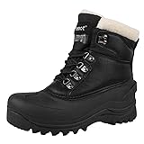 riemot Winterstiefel Herren Wasserdicht Schneestiefel Warme Gefüttert Winterschuhe Winter Rutschfest Stiefel Herren Wanderschuhe Trekkingschuhe Arbeiten Ski Outdoor Winter Boots Schwarz EU43