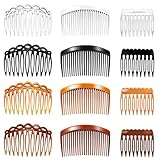 12 Stück Haarkämme zum Stecken, French Side Hair Combs, Steckkamm Haare, mit Zähnen Kunststoff-Seitenhaarzwirn, Haarspangen, für Frauen Mädchen Einsteckkamm