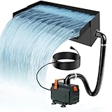 Wasserfall Teich für Gartenteich, 20cm Teichwasserfall Set Edelstahl mit 35W 2000 L/H Teichpumpe, Pool Wasserfall für Wasserspiel Patio Wasserwand Terrasse Gartenbrunnen für Außen