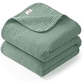 Bearmoss Musselin Decke Baby 100% Babydecke Baumwolle Baby Decken Neugeborenen,Weiche Krabbeldecke für Kinder,Musselin Schlafdecken für Kleinkinder Mädchen Junge 120x120cm (Grün)