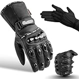 EVO Fitness Winter Motorradhandschuhe, geprüfte Motorradhandschuhe,Motorrad Handschuhe Winter, Touchscreen Handschuhe, Wasserdicht, für Motorradfahren, Skifahren, Roller (Schwarz, M)