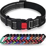 Taglory Hundehalsband, Weich Gepolstertes Neopren Nylon Hunde Halsband für Mittlere Hunde, Verstellbare und Reflektierend für das Training, Schwarz