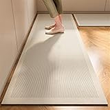Highdi Linienmuster Küchenläufer, Saugfähig Läufer Flu Teppich Küche Flur Teppich Läufer, Waschbar Teppich Küche, rutschfest Küchenteppich,für Eingangsbereich Esszimmer (Beige,60x180cm)