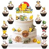 Biuebinc 33 Stück Tortendekoration Set, Kuchen Deko Figuren Set, Cake Topper Muffin Deko, Tortendeko Cupcake Topper Deko Tortenaufleger, Kindergeburtstag Deko Geburtstag