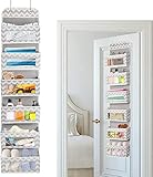 Hängeorganizer mit 6 Durchsichtigen Taschen, Hängeaufbewahrung mit 2 Haken, Hängeregal Schrankorganizer Kleiderschrank Organizer Ordnungssystem für Tür Bad Kinderzimmer Wohnzimmer Schlafzimmer