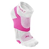 2XU Damen Long Range VECTR Socken, Damen, White/Fluro Pink, X-Small