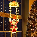 Weihnachtsmann Fallschirm Lichterkette, 8 Modi Weihnachtsbeleuchtung für Innen Außen mit Timer, Hängende 88LED Warmweiß Weihnachtsdeko mit Stecker Strom für Weihnachtsbäume, Geschenke, Fenster, Gärten