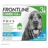 FRONTLINE TRI-ACT Hund M gegen Zecken, Flöhe & Mücken (10 bis 20 kg) - 3X Pipetten für bis zu 3 Monate Schutz - wasserfest - perfekt auf Reisen