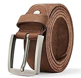 VRLEGEND Ledergürtel Herren Gürtel Leder Vollledergürtel Herrengürtel Jeans-Gürtel Echtleder 3.8cm Breit mit Geschenkbox (Braun, Gesamtlänge 125cm)