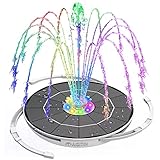 AISITIN 6,5W LED Solar Springbrunnen mit Verstellbare Stützstange Buntes Teichpumpe Solarbrunnen mit verschieden Düse Wasserpumpe Fontäne Pumpe für Gartenteich,Vogelbad,DIY Wasserspiel