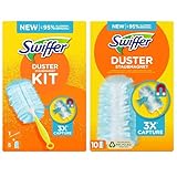 Swiffer Staubmagnet Trap & Lock Starterset (1 Staubwedel + 15 Tücher), nimmt 3x mehr Staub & Haare auf und schließt diese ein