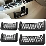 JIAMIAN 4 Stück Schwarz Car Storage Net Automotive Pocket, Selbstklebend Elastisch Ablagenetz Auto Kofferraum Aufbewahrungsnetz Tasche, Kofferraum Netztasche Auto (2 Größen)