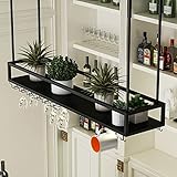 Barschrank für abgehängte Decken, Weinflaschenhalter und Glasregal aus Metall, schwebende Regale zur Aufbewahrung in der Hausbar, stilvolle Lösung zur Weinaufbewahrung und Präsenta