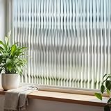 Qualsen Fensterfolie Blickdicht, Fensterfolie Streifen Schilfglas-Effekt Sichtschutzfolie Fenster, Selbsthaftend Kein Kleber, Anti-UV Dekorfolie Fenster Folie für Zuhause und Büro(44.3x200cm)